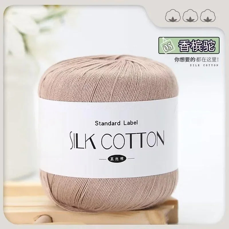 Silk Lace Cotton Milk Yarn – 50g Soft Crochet Thread
