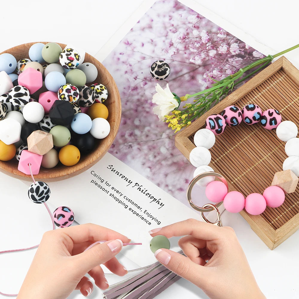 50-Piece Silicone Bead Set – 15mm Round Beads