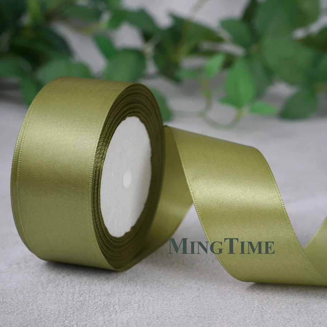Satin Ribbon Roll – 22.8m Sage Gold for Gift Wrap & Crafts