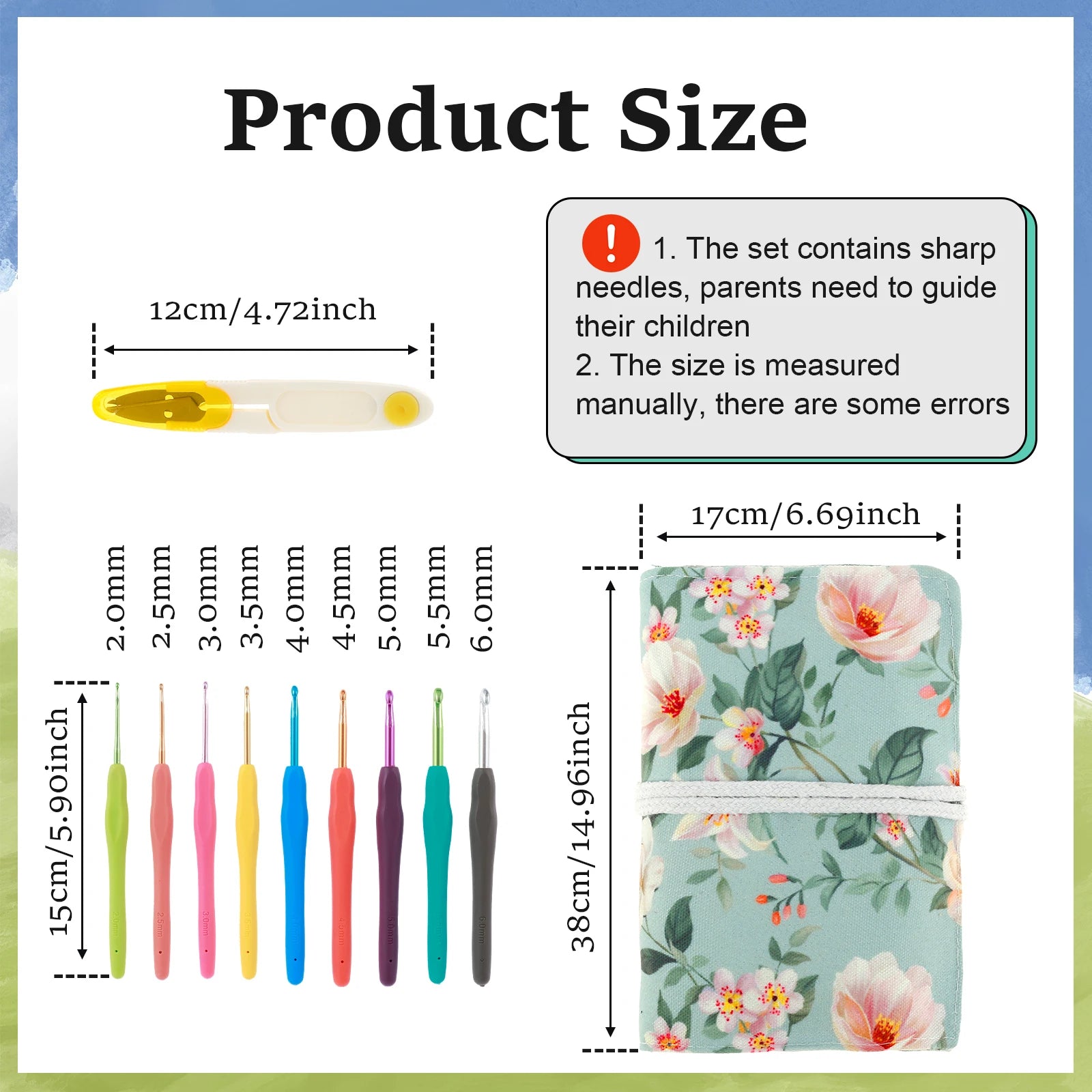 DIY Crochet Hook Set with Anti-Slip Handles (2-6mm)