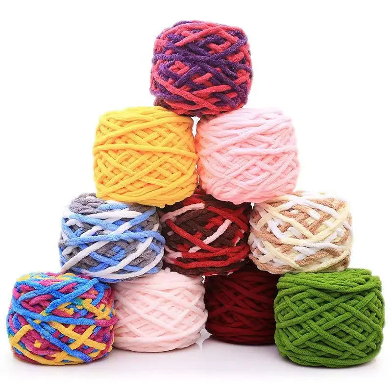 3PCS Chenille Knitting Yarn – 300g Soft Thick Cotton Blend