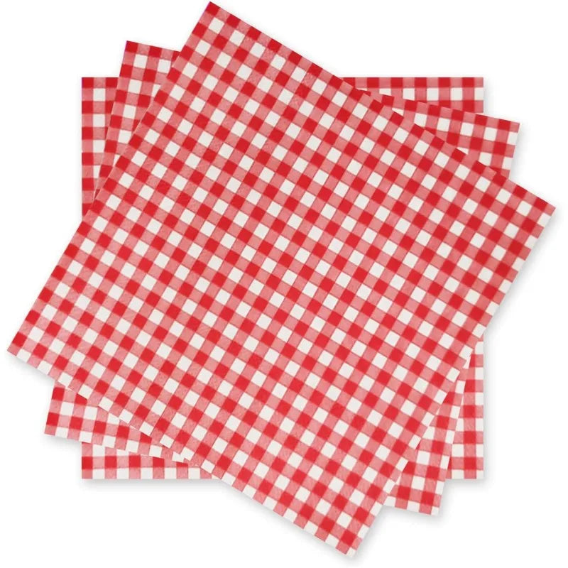 Disposable Red & White Gingham Paper Napkins