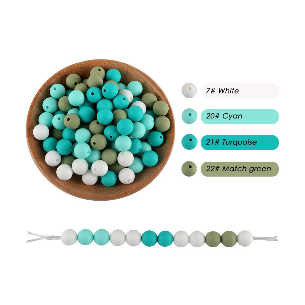 50-Piece Silicone Bead Set – 15mm Round Beads