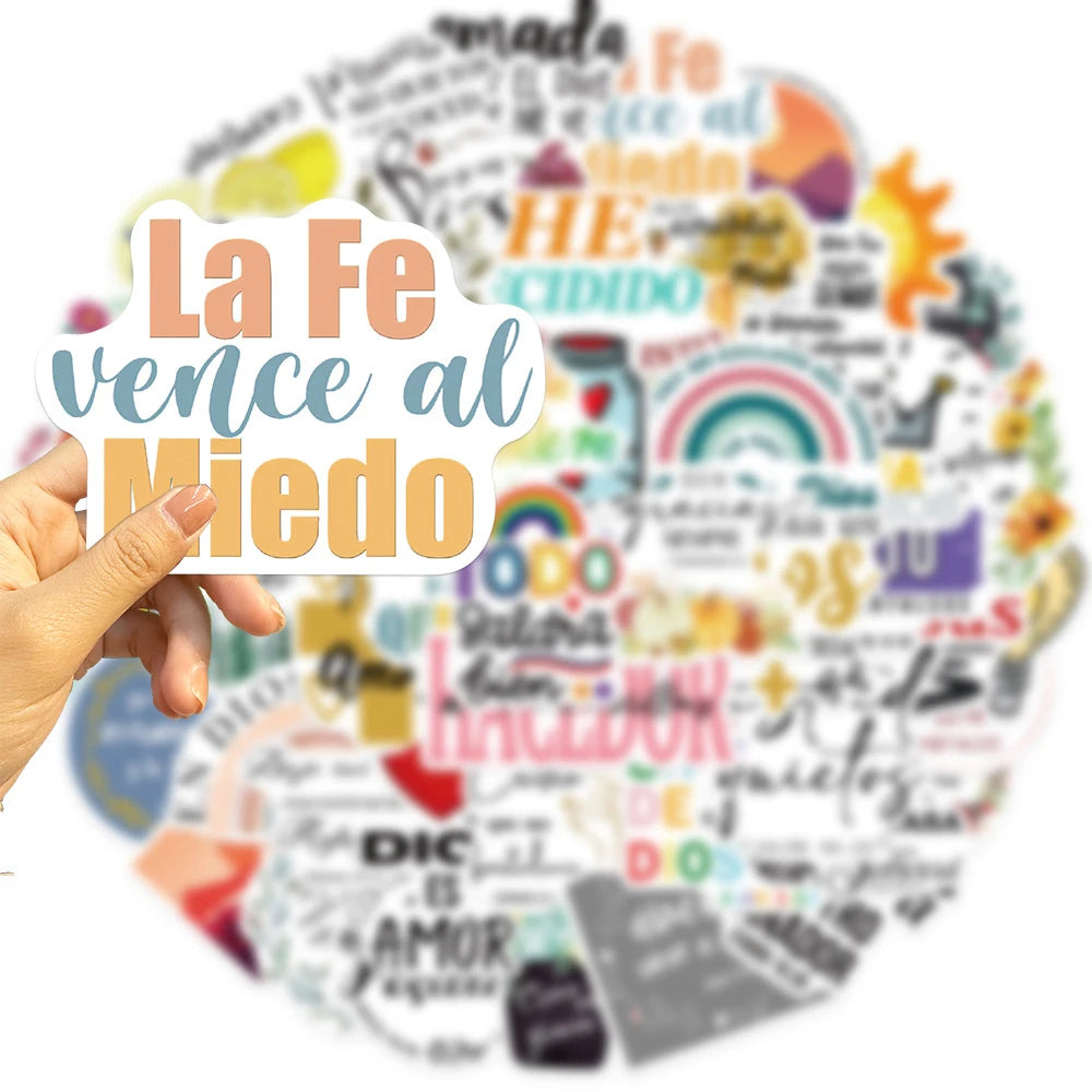 10/30/50-Piece Cute Spanish Bible PVC Sticker Set