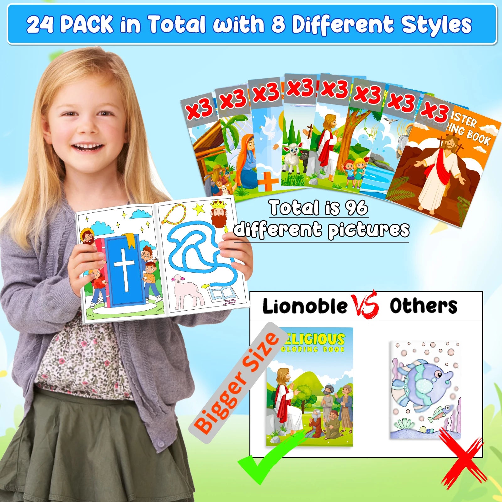 24Pcs Bible Coloring Books for Kids