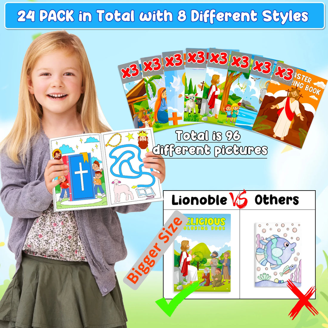 24Pcs Bible Coloring Books for Kids