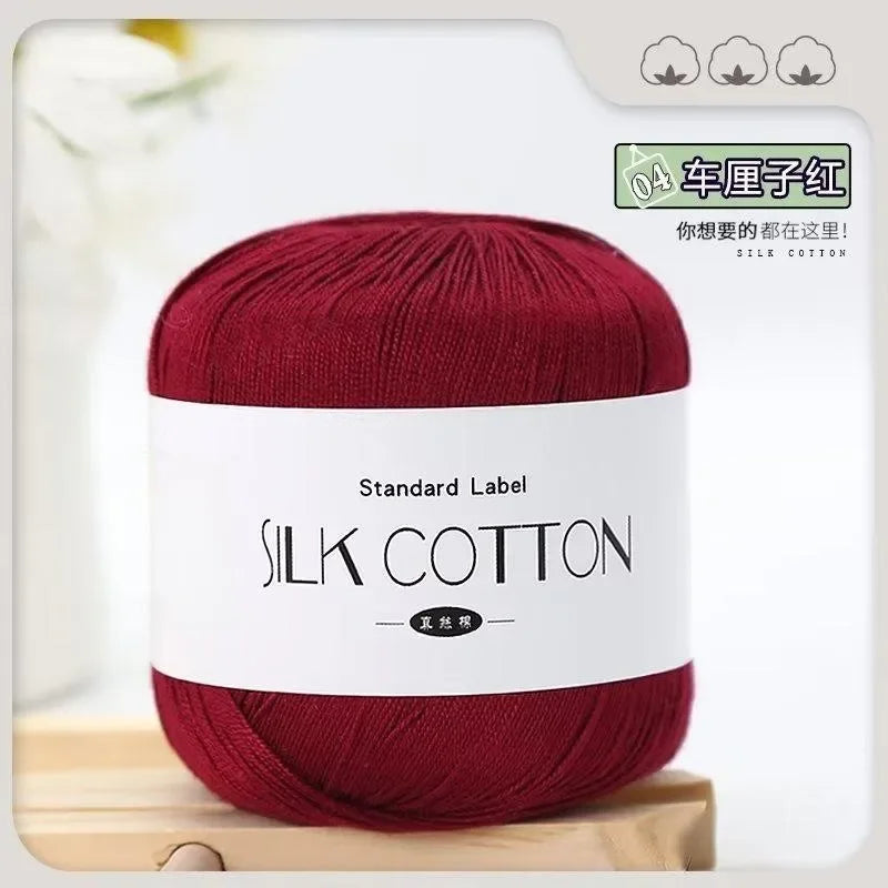 Silk Lace Cotton Milk Yarn – 50g Soft Crochet Thread
