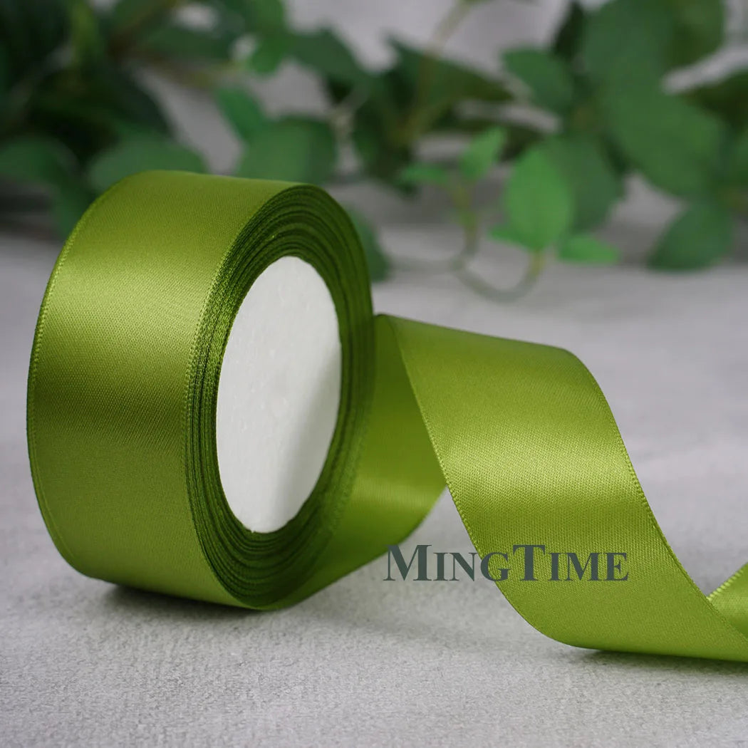 Satin Ribbon Roll – 22.8m Sage Gold for Gift Wrap & Crafts