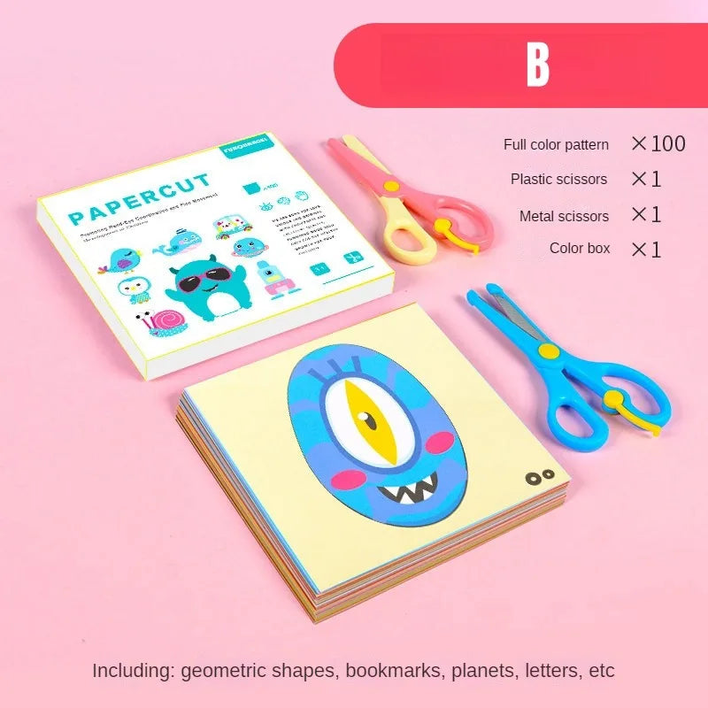 100-Piece Kids Origami & Paper Cutting Craft Set