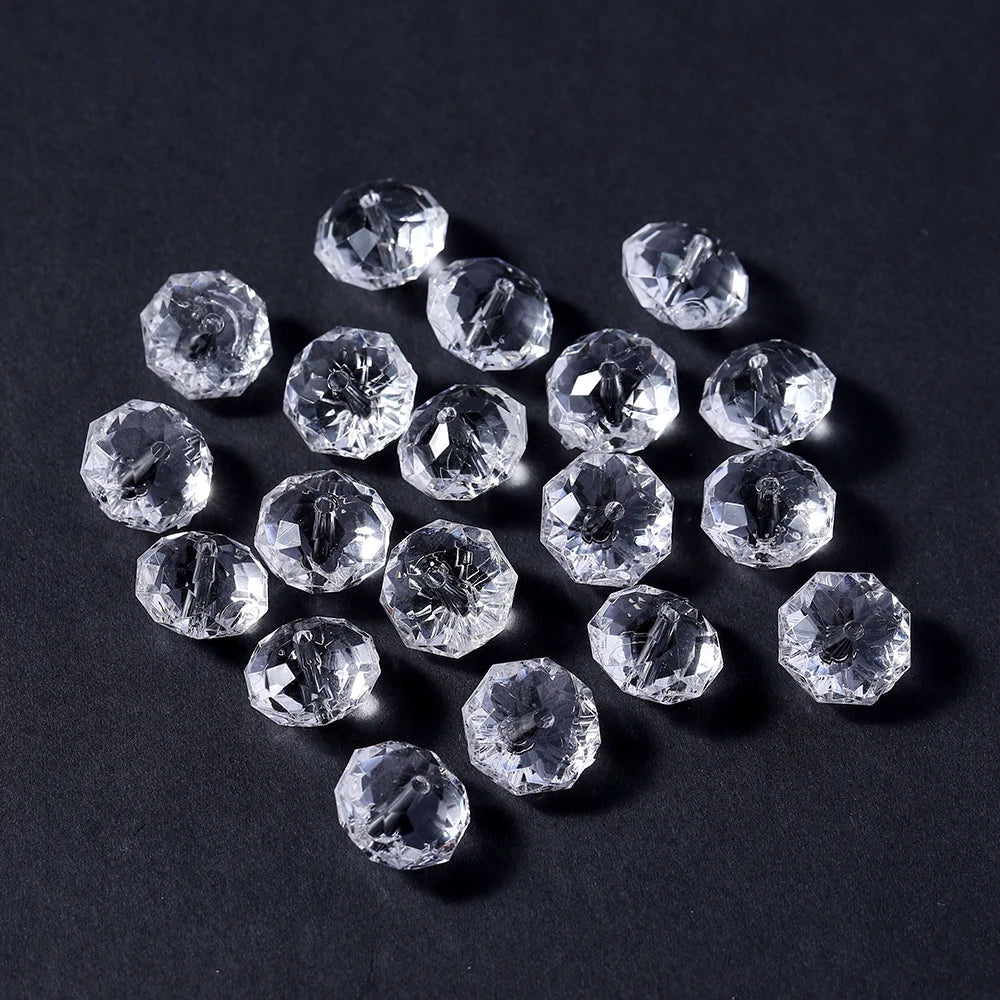 Faceted Acrylic Beads Transparent White Loose Spacer Beads for DIY Bracelet