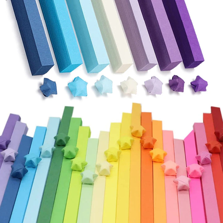 540 Sheets Origami Star Paper Strips – 27 Colors Double-Sided