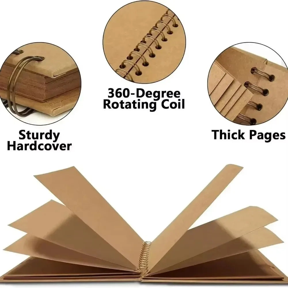 8-Inch DIY Kraft Scrapbook Album – 40 Pages