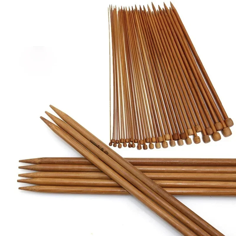 36-Piece Bamboo Knitting Needle Set with Beads