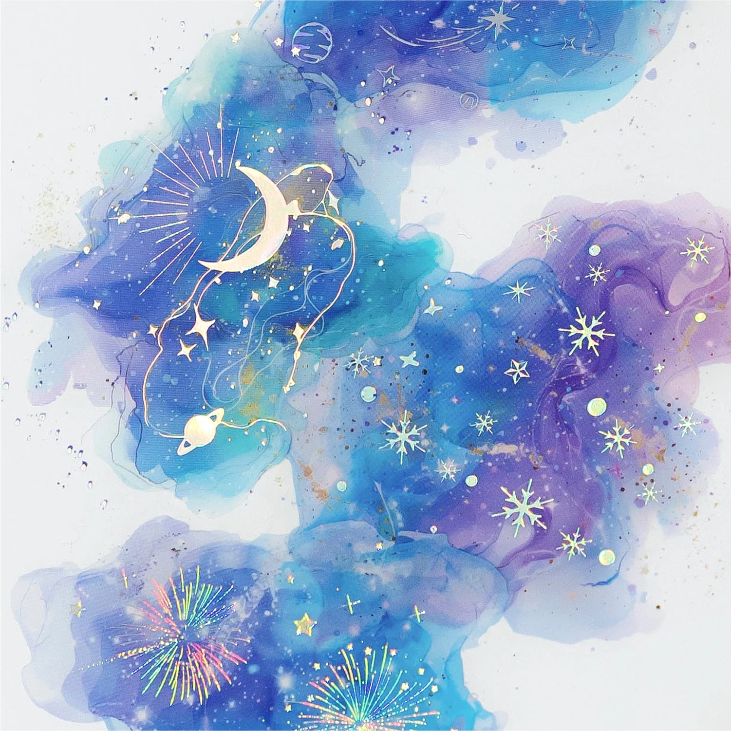 10-Piece PET Floral Stickers – Color Blending Series