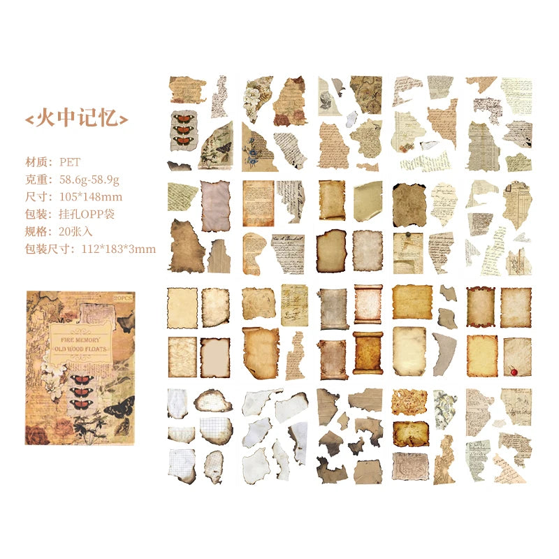 20-Piece Vintage Aesthetic Sticker Set