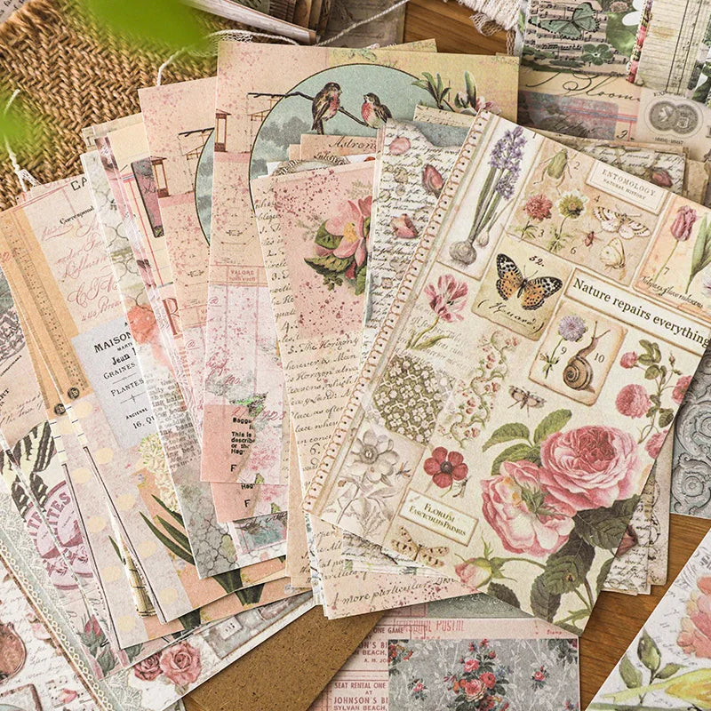 JIANQI Vintage Scrapbooking Paper – 100 pcs
