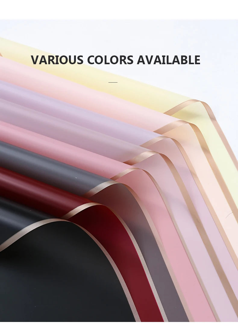 10 Sheets Waterproof Flower Wrapping Paper with Gold Edges