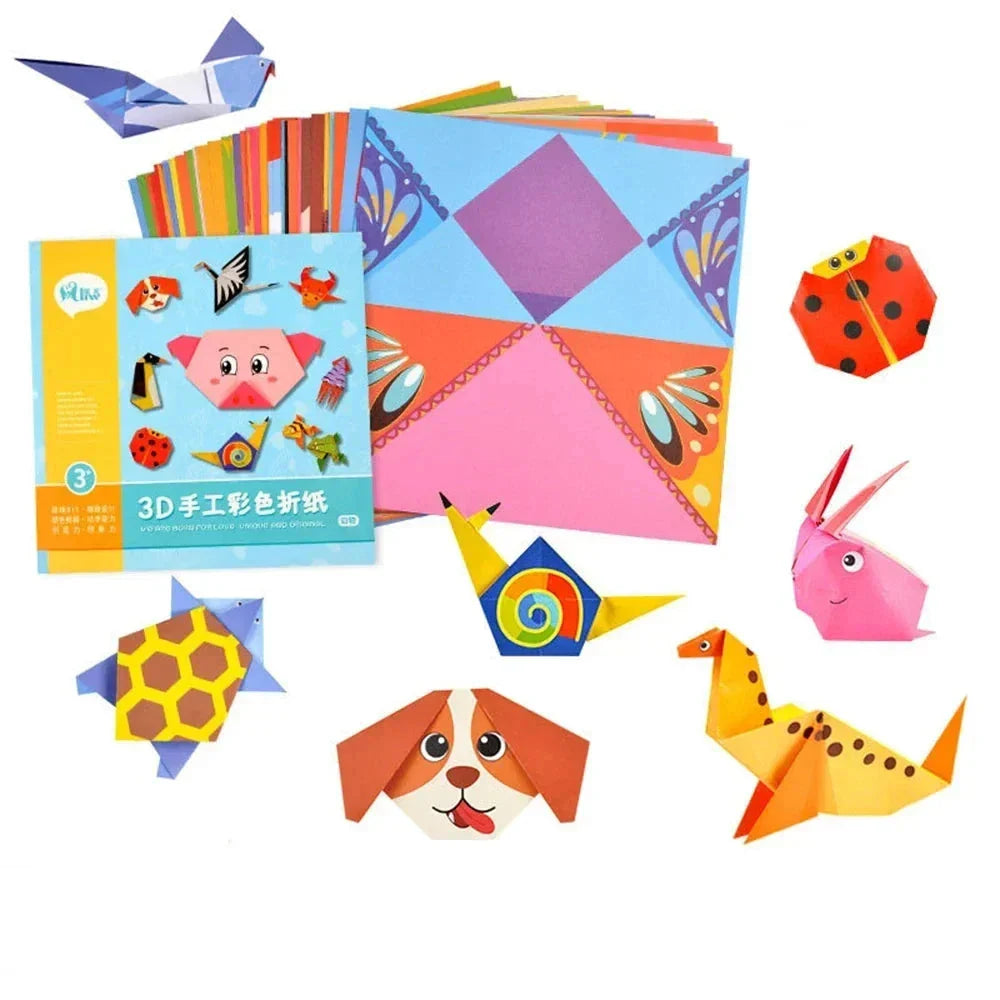Cartoon Animal Origami & Paper Cutting Book - Educational Craft Toy for Kids
