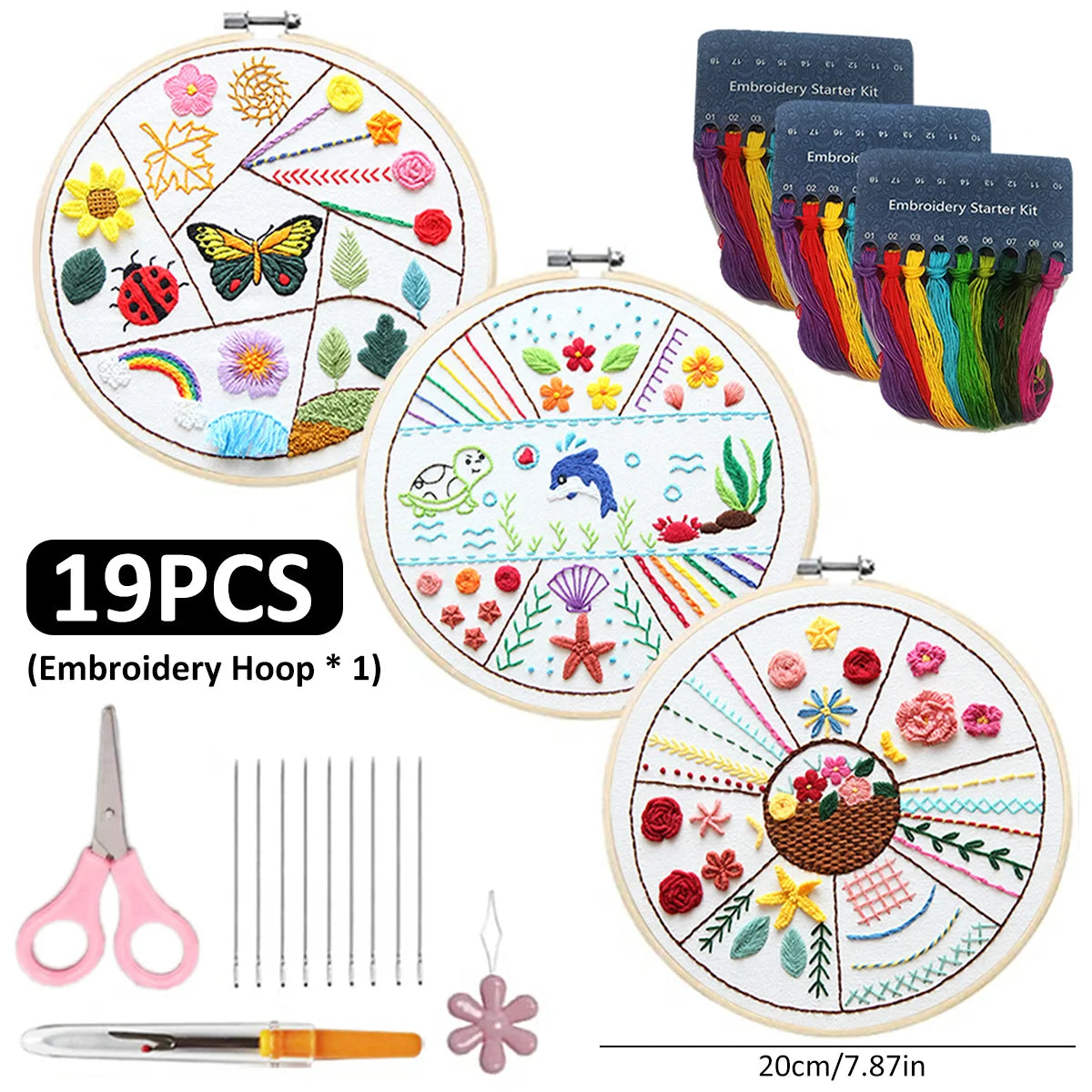 DIY Printed Embroidery Kit with Hoop