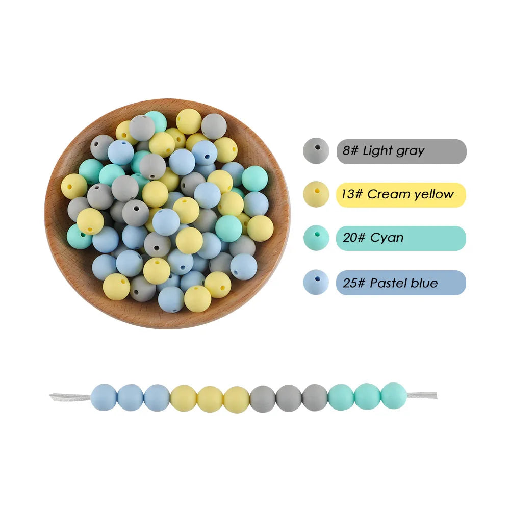 50-Piece Silicone Bead Set – 15mm Round Beads