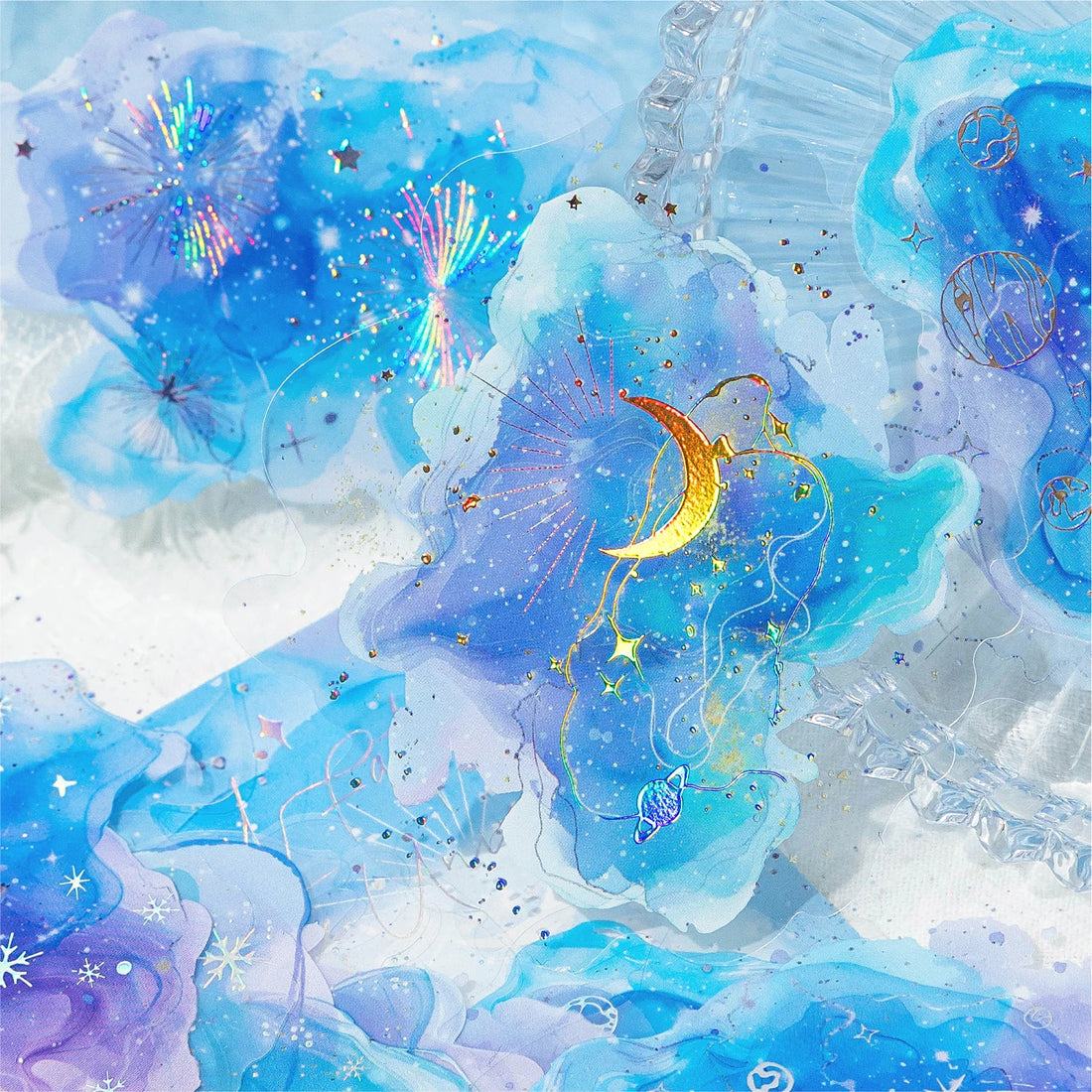 10-Piece PET Floral Stickers – Color Blending Series