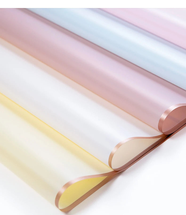 10 Sheets Waterproof Flower Wrapping Paper with Gold Edges