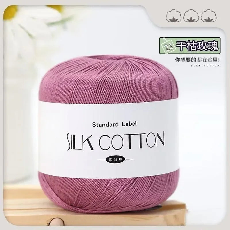 Silk Lace Cotton Milk Yarn – 50g Soft Crochet Thread