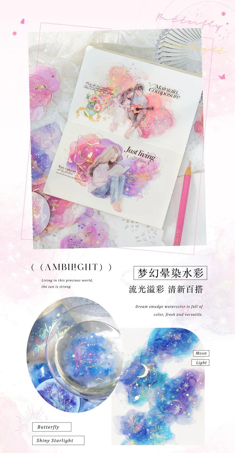 10-Piece PET Floral Stickers – Color Blending Series