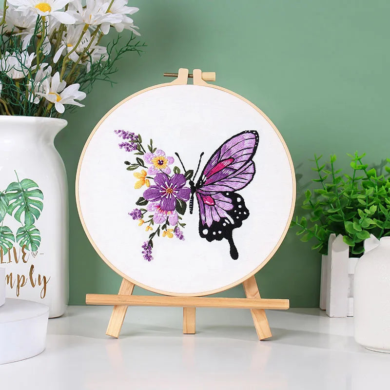 Butterfly & Flower Embroidery Kit for Beginners