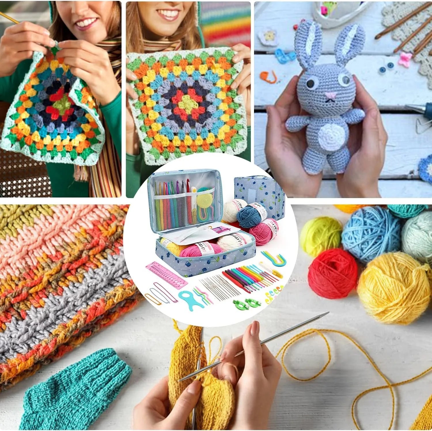 59-Piece Beginner Crochet Kit with Storage Bag