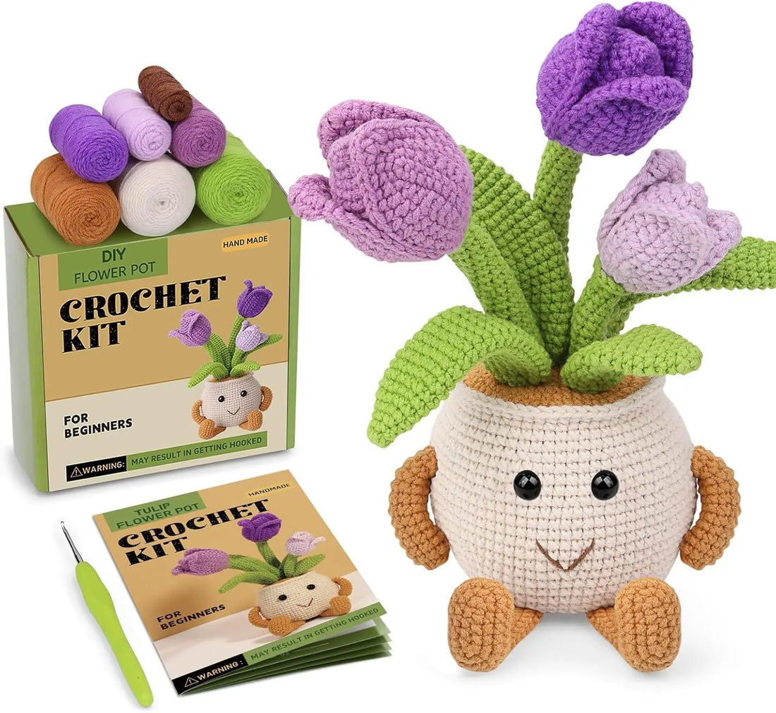 MIUSIE Sunflower & Tulip Crochet Starter Kit – DIY Craft for Beginners