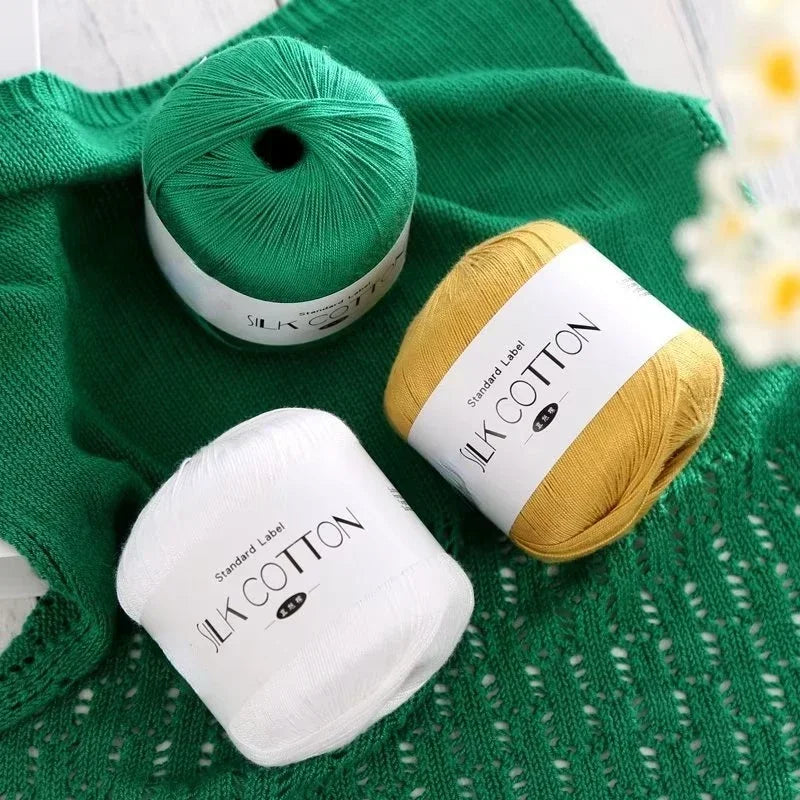 Silk Lace Cotton Milk Yarn – 50g Soft Crochet Thread