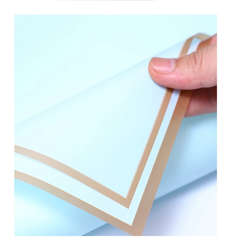 10 Sheets Waterproof Flower Wrapping Paper with Gold Edges