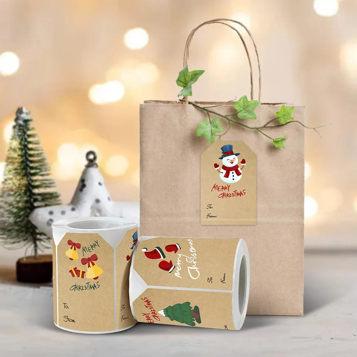 250pcs Leather Paper Christmas Gift Box Sealing Stickers – 1 Roll