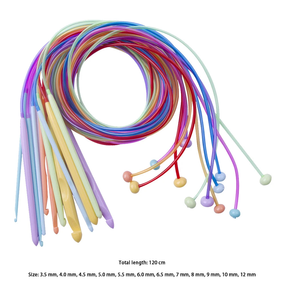 12Pcs Colorful Afghan Tunisian Crochet Hooks Set