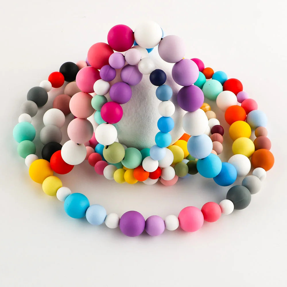 50-Piece Silicone Bead Set – 15mm Round Beads