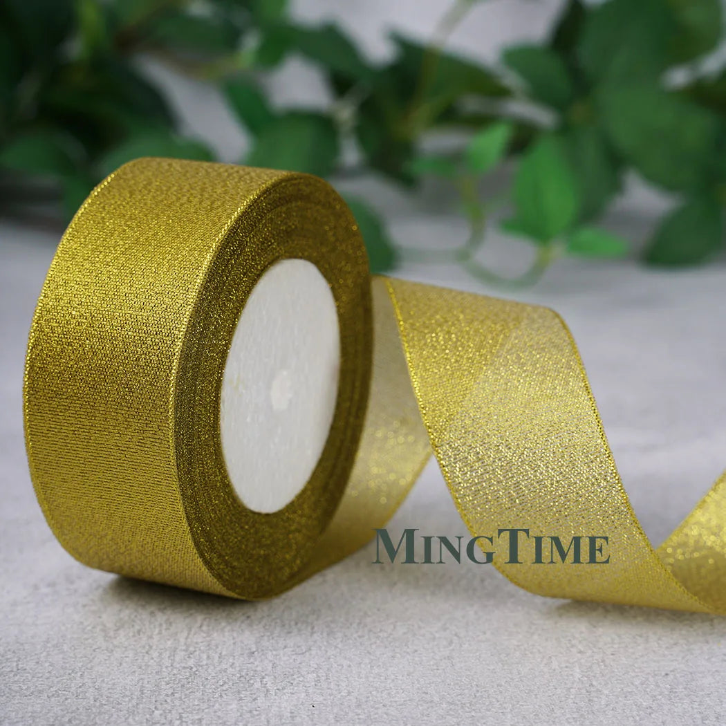 Satin Ribbon Roll – 22.8m Sage Gold for Gift Wrap & Crafts