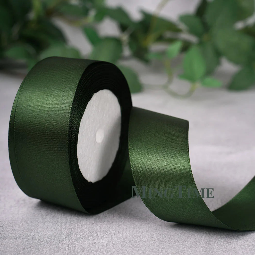 Satin Ribbon Roll – 22.8m Sage Gold for Gift Wrap & Crafts