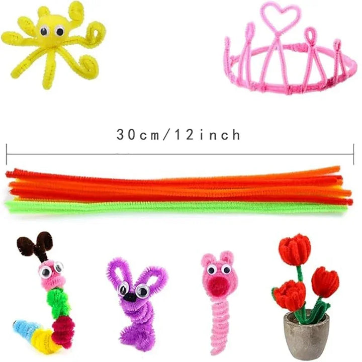 50/100-Piece Chenille Stem Set – 22 Colors, 6mm x 12in  Bullet Point Description: