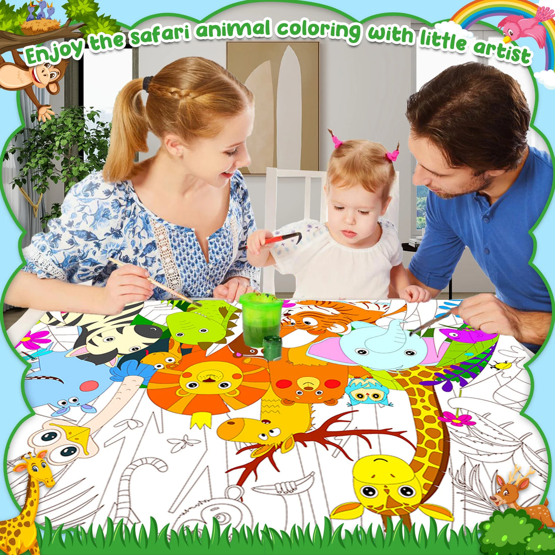 2-Pack Wild Jungle Animal Giant Coloring Posters