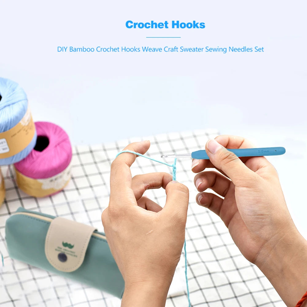 Aluminum Crochet Hook Set (2.0mm–8.0mm) with Storage Bag