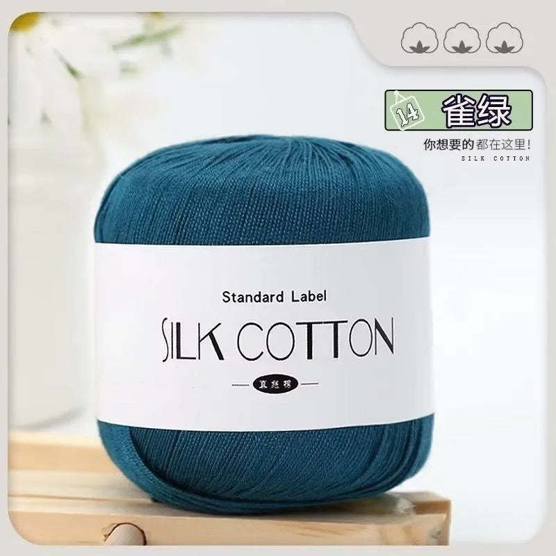 Silk Lace Cotton Milk Yarn – 50g Soft Crochet Thread