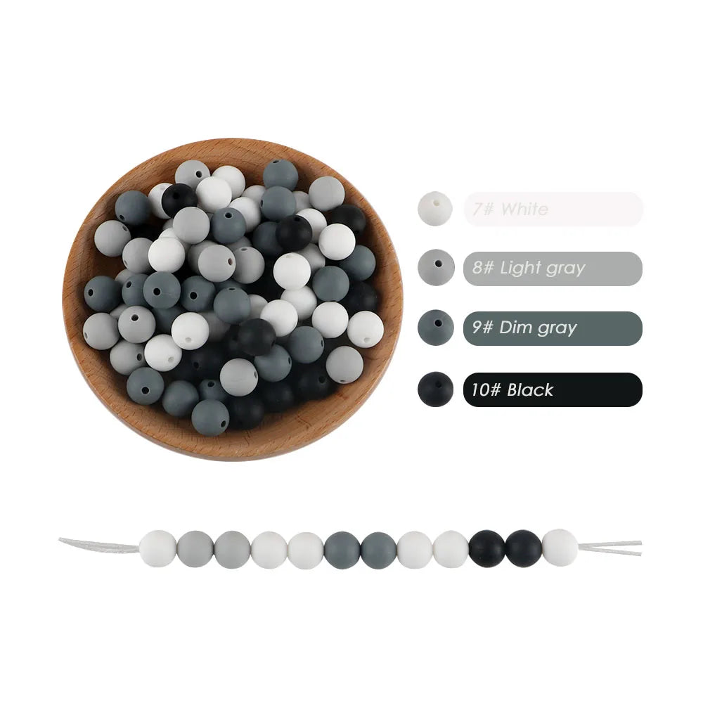 50-Piece Silicone Bead Set – 15mm Round Beads