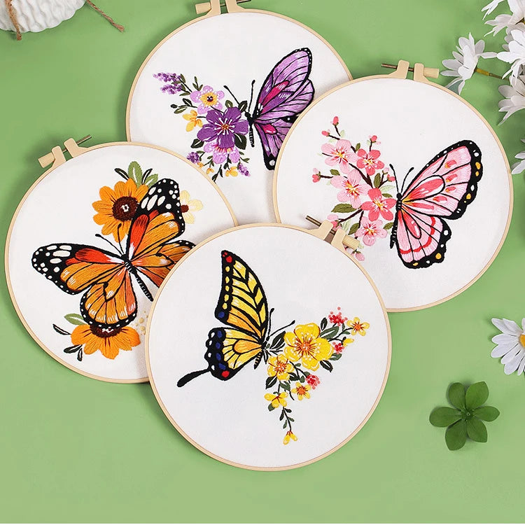 Butterfly & Flower Embroidery Kit for Beginners