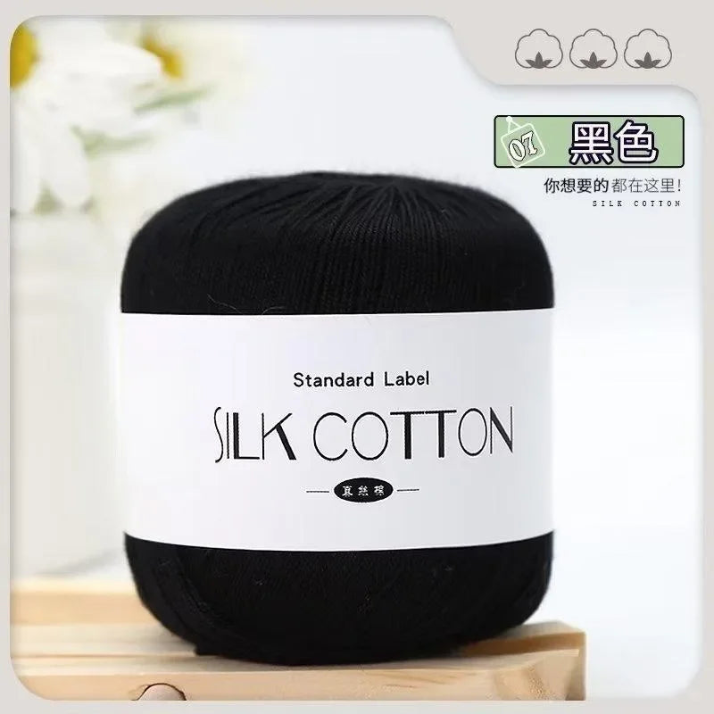 Silk Lace Cotton Milk Yarn – 50g Soft Crochet Thread