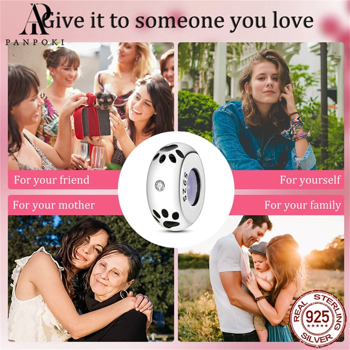 PANPOKI S925 Sterling Silver Silicone Spacer Beads