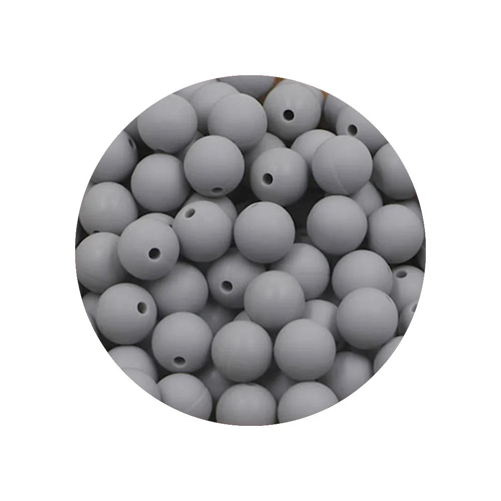 50-Piece Silicone Bead Set – 15mm Round Beads