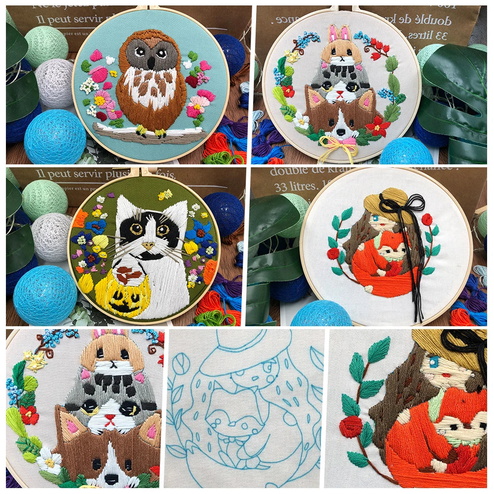 4pcs Animal Embroidery Kit