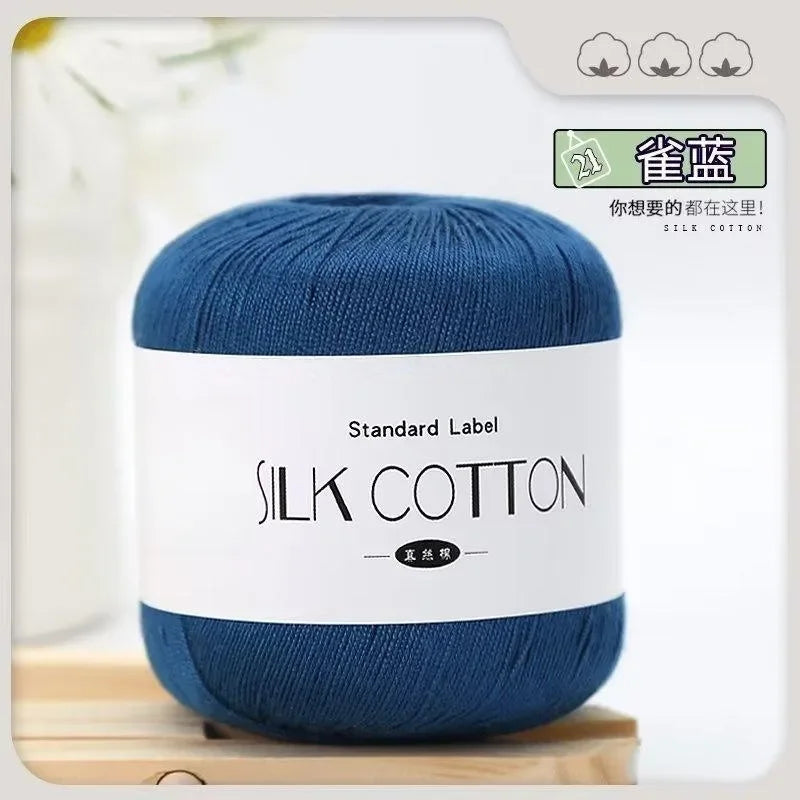 Silk Lace Cotton Milk Yarn – 50g Soft Crochet Thread