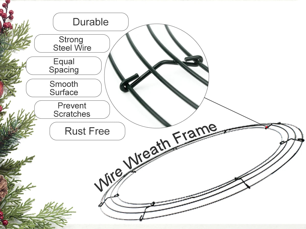 Metal Wreath Frame – 25cm Wire Rings for DIY Holiday Crafts